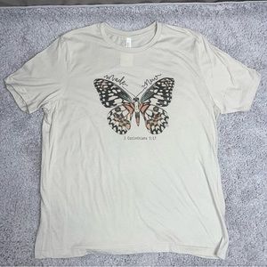 XL Butterfly tee ’Made New- 2 Corinthians 5:17’ on Bella Canvas-NWT